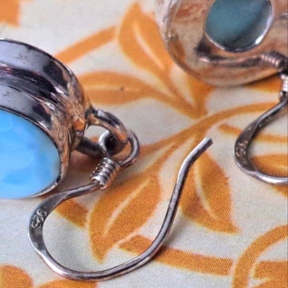 925 sterling silver earrings with larimar stone - Picture 4 of 7